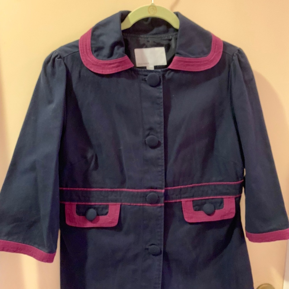 NWT Old Navy Navy & Purple Button Down Pea Coat